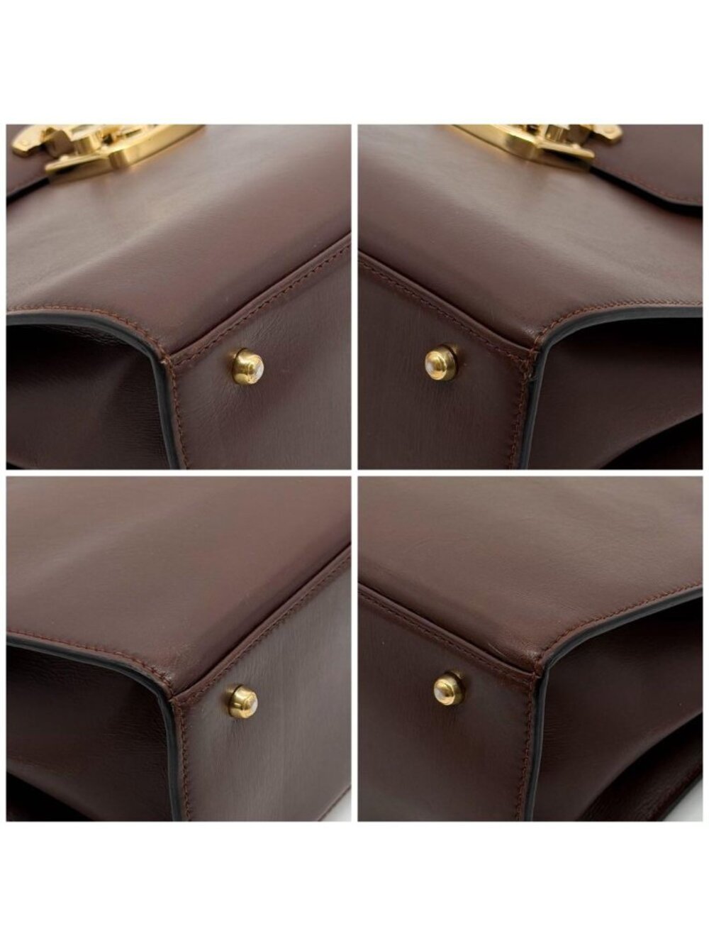 Gucci Ladylock Vintage Brown Leather Handbag - Picture 7 of 14
